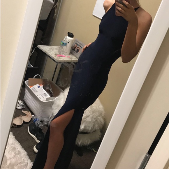 NAVY BLUE LONG DRESS - Picture 1 of 1